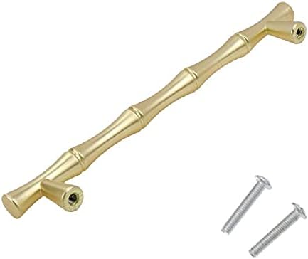 10pcs Cabinet Handles Hole Centers 5",Bamboo Shape Kitchen Cupboard Dresser Closet Drawer Door Pulls Gold