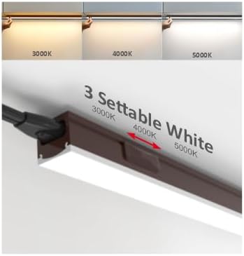 Under Cabinet Lighting Plug in, 16 Inch 4 Pcs, Linkable AC120V 3CCT 3000K/4000K/5000K Ultra Slim, LED Under Cabinet Lights for Counter Light, Kitchen, Shelf, Sink, Workshop, Desk, Bronze
