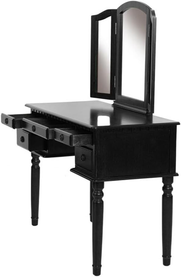 BOBKONA F4072 St. Croix Collection Vanity Set with Stool, Black