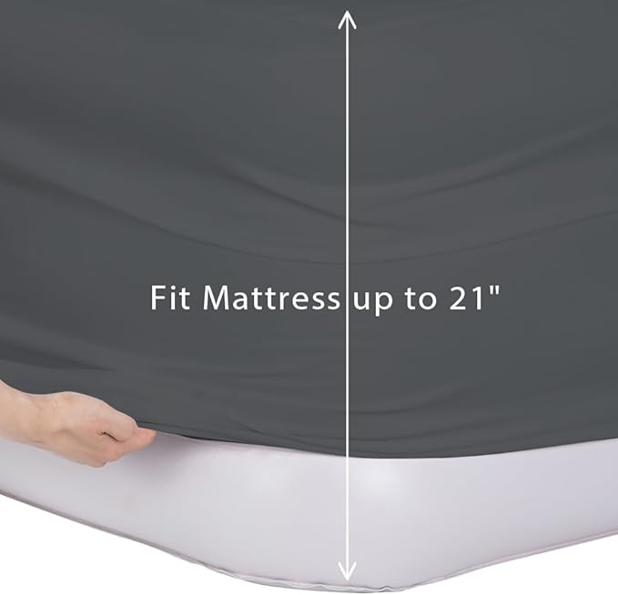Bedecor Air Bed Sheets for Mattress Cover Removable Bed and Elastic Band Super Soft and Breathable & Deep up to 21" Dark Gray King