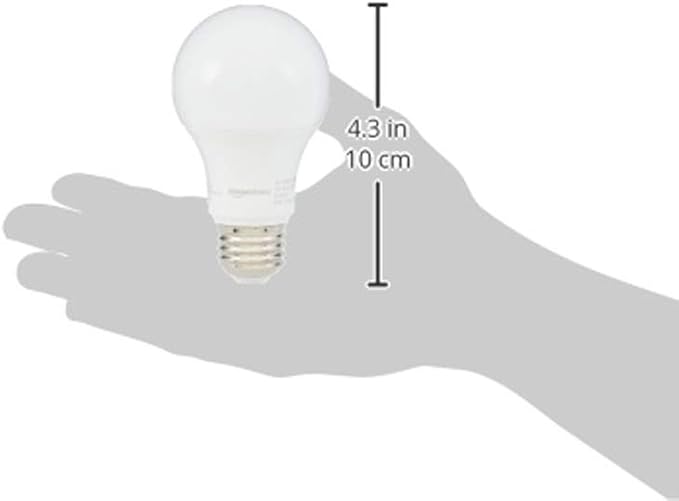 Amazon Basics A19 LED Light Bulbs, 60 Watt Equivalent, Energy Efficient 9W, E26 Standard Base, Daylight White 5000K, Dimmable, 10,000 Hour Lifetime , 6-Pack