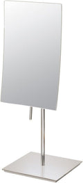 Aptations Rectangular Standing Mirror (5" x 8") - 3X Magnification | Portable Vanity Mirror with Handle for Flexibility | Decorative Makeup Mirror for Bedroom & Bathroom (Brushed Nickel)