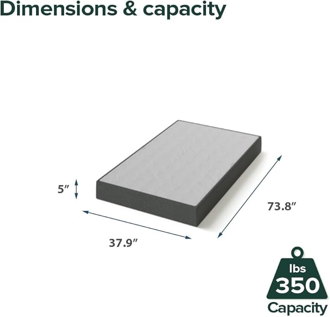 ZINUS 5 Inch Twin WonderBox(TM) Smart Box Spring, Quick Assembly Mattress Foundation, Durable Metal Frame, Grey