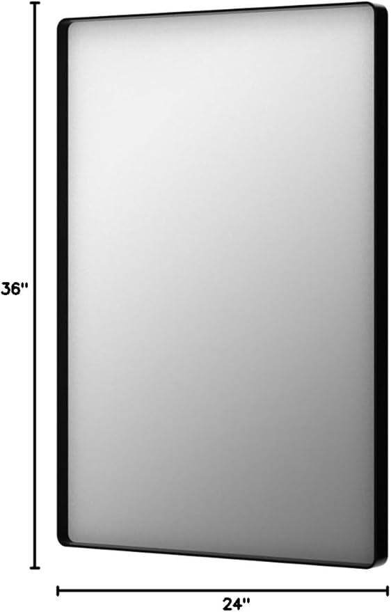 ISKM Black Framed Mirror for Bathroom 24" x 36" Decorative Rectangular Wall Mounted Mirror Best for Washroom, Bedroom, Living Room