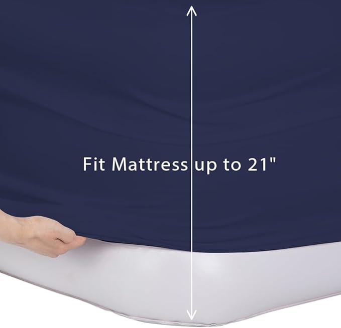 Bedecor Air Bed Sheets for Mattress Cover Removable Bed and Elastic Band Super Soft and Breathable & Deep up to 21" Blue King