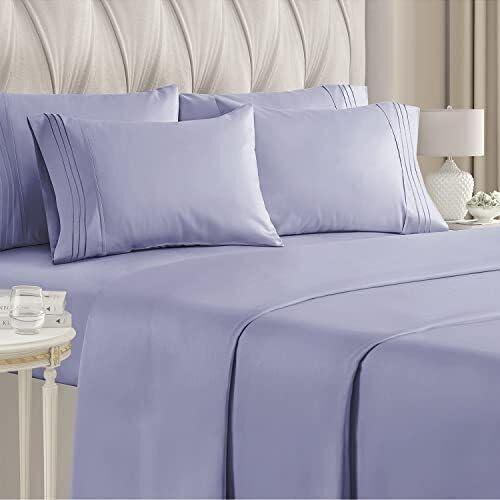 Queen 6 Piece Sheet Set - Comfy Breathable & Cooling - Ultra-Soft Hotel Luxury Bedding Set with 8-16 Inch Deep Pockets - 1 Flat & 1 Fitted Sheet & 4 Pillowcases - Wrinkle Free & Easy Care - Lavender