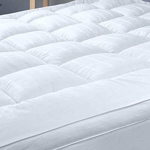 Plush Extra Thick Twin XL Mattress Topper for College Dorm, Soft & Cooling Pillow Top Bed Topper for Back Pain Relief with 300TC Cotton Cover, Overfilled Mattress Pad, Fit to 6”-22” Mattress.