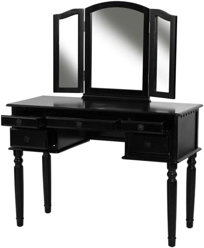 BOBKONA F4072 St. Croix Collection Vanity Set with Stool, Black