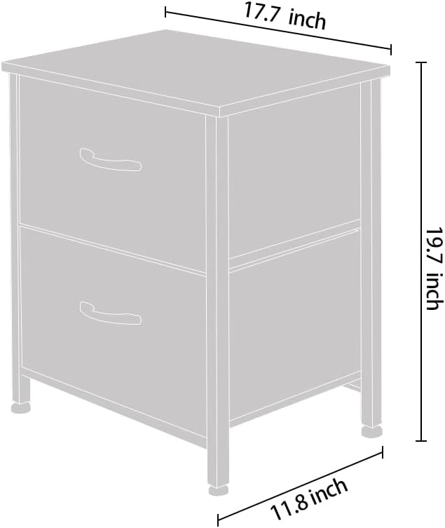 AZL1 Life Concept Storage Dresser Furniture Organizer Unit with 2 Drawers for Bedroom, Hallway, Entryway and Closets, Grey with Black, 17.7x19.7x11.8 inches
