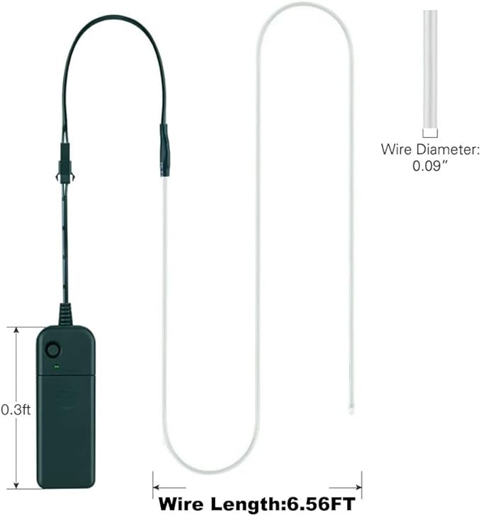 MaxLax EL Wire Pink, 2M Portable Battery Pack Neon Light Strip 360° Cuttable Glowing Rope Lights for Parties, Halloween, DIY Decoration