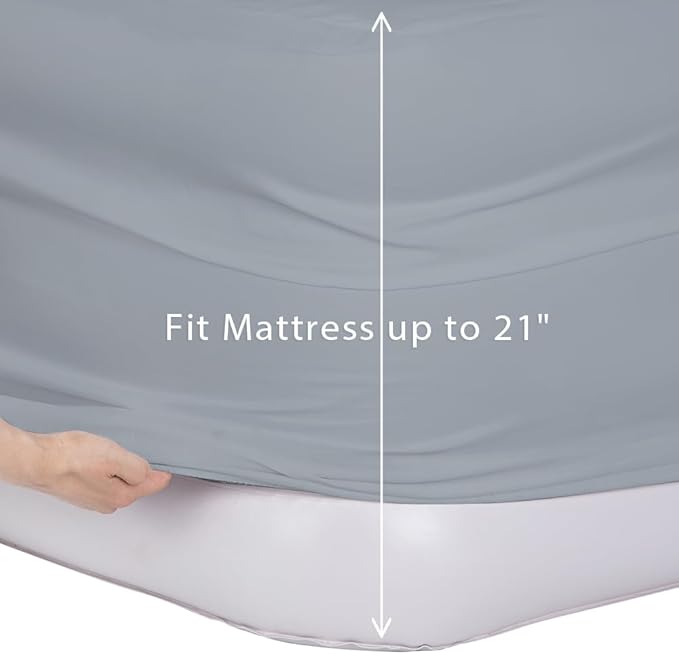 Bedecor Air Bed Sheets for Mattress Cover Removable Bed and Elastic Band Super Soft and Breathable & Deep up to 21" Light Gray King