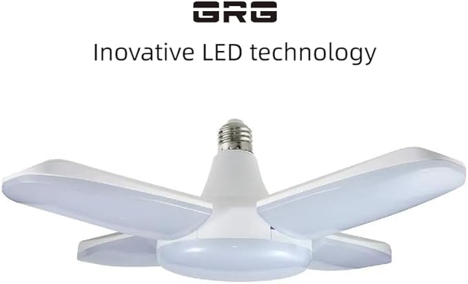 (4 Pack) LED Garage Lights, 60W Trilights Ceiling, High Low Bay Deformable Adjustable 4 Led Light Bulbs 6000LM 6000K, Screw in Tribright Garage Lighting Fixture,CRI80 Daylight