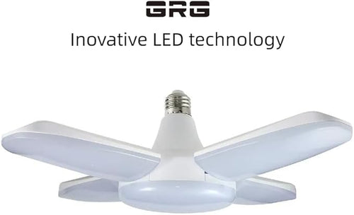 (4 Pack) LED Garage Lights, 60W Trilights Ceiling, High Low Bay Deformable Adjustable 4 Led Light Bulbs 6000LM 6000K, Screw in Tribright Garage Lighting Fixture,CRI80 Daylight