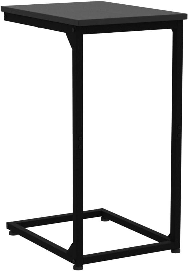 AMHANCIBLE C Shaped Side Table, End Tables Living Room Set of 2, Slide Under Couch Table for Sofa, TV Trays for Bedroom, Small Space, Black, HET02CBK