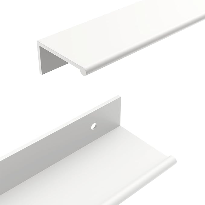 goldenwarm 5 Pack White Finger Edge Pulls Drawer Finger Pulls Kitchen Hardware Handles Bedroom Dresser Drawers, 3in Hole Centers