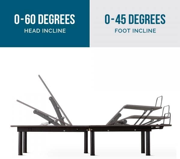 Lucid L150 Adjustable Base – Bed Frame with Head and Foot Incline – Wireless Remote Control – Premium Quiet Motor, Queen size