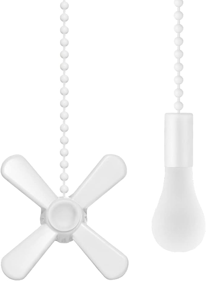 SmoTecQ Ultra Long Ceiling Fan Pull Chain Extender, Embedded with Decorative Frosted Glass Bulb and Fan Cord for 3mm Beaded Ceiling Fans and Light Fixtures (White)