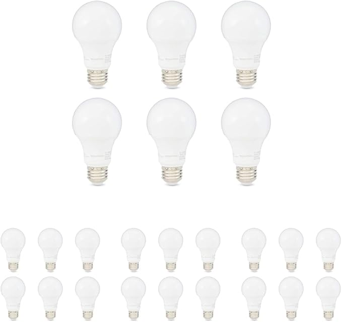 Amazon Basics LED Light Bulbs, Energy Efficient 6W, 40 Watt Equivalent, E26 Standard Base, 2700, Dimmable, 10,000 Hour, Soft White, 6 Count (Pack of 4)