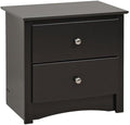 Prepac Sonoma Traditional Nightstand Side Table with 2 Drawers, Functional 2-Drawer Bedside Table 16" D x 23.25" W x 21.75" H, Black, BDC-2422