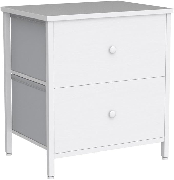 BOLUO White Nightstands Set of 2, 2 Drawer Dresser for Bedroom Night Stand Small Dresser End Table with Drawers Modern