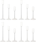 Candle Holder, Glass Taper Candle Tall Candlestick Holder, 3 Different Heights, for Table Centerpiece, Wedding, Party, Clear, 12pcs