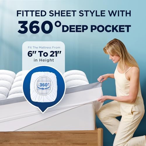Premium Memory Foam Mattress Topper King for Ultra Comfort, 2 Inch Plush Pillow Top King Mattress Topper with Breathable Air Mesh Sides, Soft Mattress Pad Cover with Deep Pocket Fits 6-21" Mattress