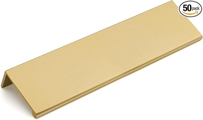 goldenwarm 50 Pack Gold Finger Edge Pulls Drawer Finger Pulls Champagne Gold Kitchen Hardware Handles Bedroom Dresser Drawers,5in Hole Center