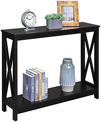 Convenience Concepts Oxford Console Table 39.5" - Sofa Table with Storage Shelf, Transitional Entryway Hall Table for Living Room and Bedroom, Display Foyer Table, Black