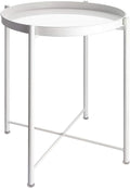 EKNITEY End Table,Folding Metal Side Table Waterproof Small Coffee Table Sofa Side Table with Removable Tray for Living Room Bedroom Balcony and Office