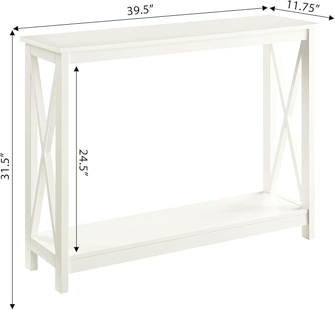 Convenience Concepts Oxford Console Table 39.5" - Sofa Table with Storage Shelf, Transitional Entryway Hall Table for Living Room and Bedroom, Display Foyer Table, Ivory