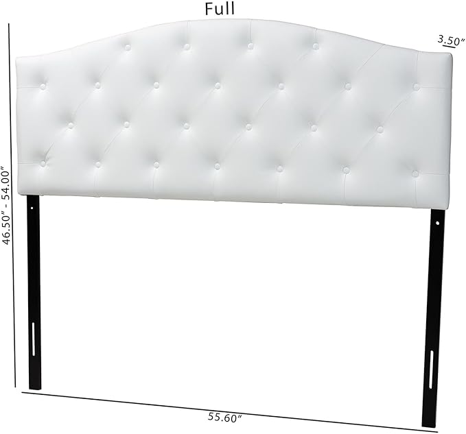 Baxton Studio Myra Modern and Contemporary Full Size White Faux Leather Upholstered Button-Tufted Scalloped Headboard
