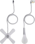 sunswan Ceiling Fan Pull Chain, 2pcs 3mm Diameter Beaded Ball Fan Pull Chain, 13.6 Inches Fan Pulls Set with Connector (White)…, short