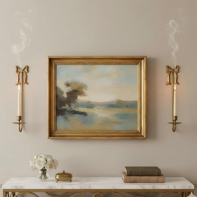 Metal Wall Candle Sconce Holders, Set of 2, Gold, Modern Bow Design, Wall Mount Taper Candle Holders for Living Room, Farmhouse, Wedding Decor