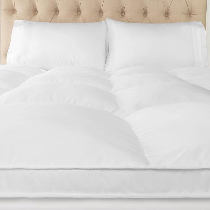 Superior Mattress Topper, Down Alternative, 2 Inch Deep Sized Bed Pillow Top, Comfort Pad, Fluffy Mattress-Topper Protector, Plush Cooling Extra Soft, Hotel Quality, Full, White