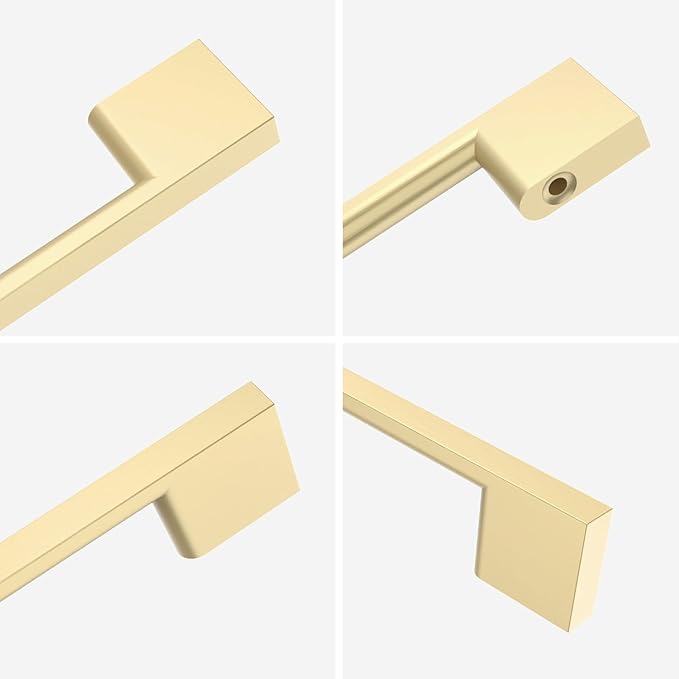 10 Pack Brushed Gold Cabinet Pulls 3.75 Inch Handles for Kitchen Cabinets, Brass Dresser Pulls Hardware