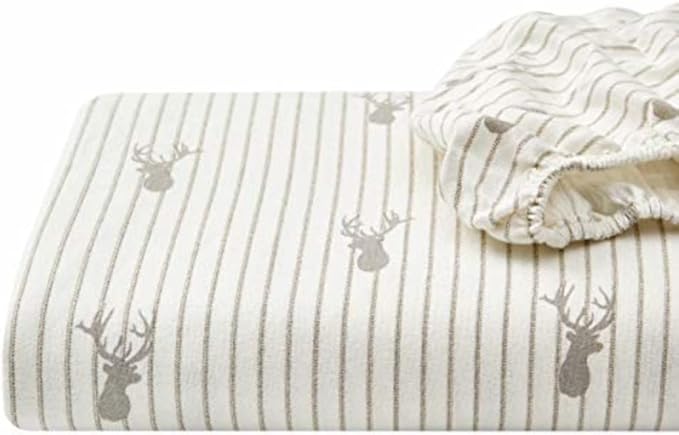 Eddie Bauer - Twin Sheets, Cotton Flannel Bedding Set, Brushed For Extra Softness, Cozy Home Decor (Deer Lodge, Twin)