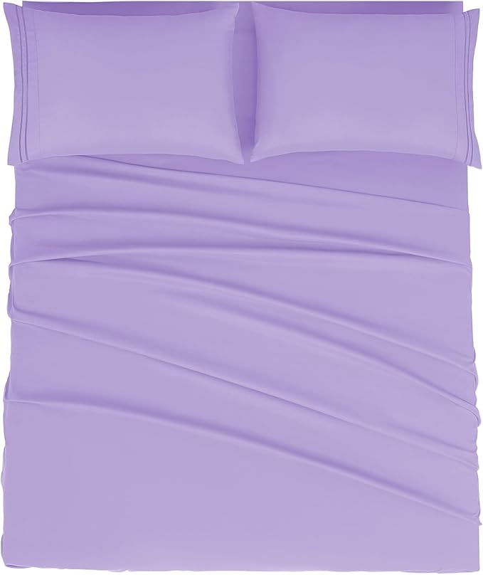 Mejoroom Full Size Sheet Set - Extra Soft Luxury Brushed Microfiber - 1800 Bedding Sheets with 16 Inch Deep Pocket - Breathable, Wrinkle, Fade & Stain Resistant - 4 Piece (Full,Violet)