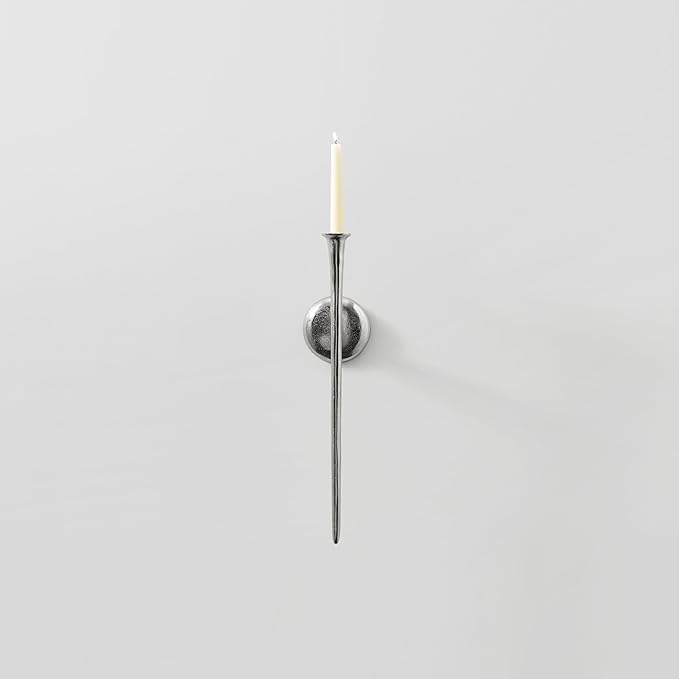 Aspar Wall Sconce, Modern Candle Holder with Elegant Hook Design, Versatile Decorative Lighting for Indoor Wall Decor and Ambiance Setting, Silver (Candle Not Included)