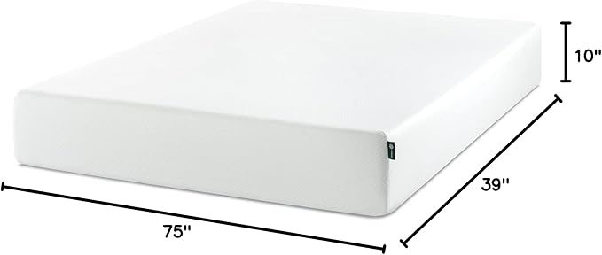 ZINUS 10 Inch Twin Green Tea Memory Foam Mattress [New Version], Fiberglass free, Medium Firm Feel, Zoned Pressure Relief, Certified Safe Foams & Fabric, Mattress in A Box