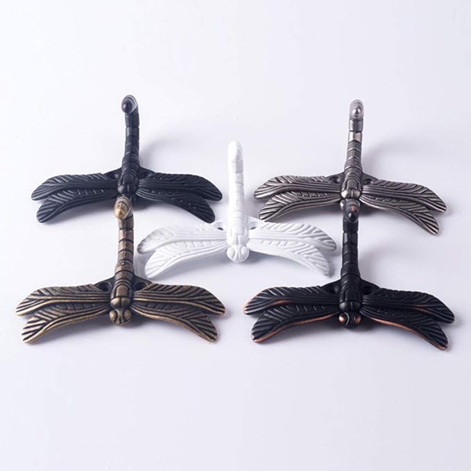 2pcs Dragonfly Coat Hooks Decorative Creativity Wall Mounted Hanger Hook for Home Handbag Key Towel Bathrobe (Black)