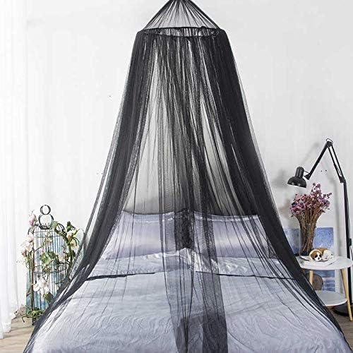 AIFUSI Mosquito Net for Bed, King Size Bed Canopy Hanging Curtain Netting, Princess Round Hoop Sheer Bed Canopy for All Kids Baby Cribs and Adult Beds Fit Twin, Full, Queen - Black