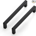 JOY DECOR 15 Pack Cabinet Handles, Black Cabinet Pulls, 6-1/4 Inch Kitchen Closet Handles Square Drawer Pulls Stainless Steel Drawer Hardware, 160mm Hole Centers