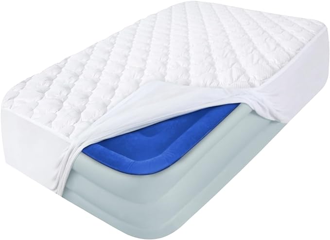Twin Air Mattress Pad Sheets Cover, Air Mattress Topper Protector Plush Quilted, Soft Breathable and Noiseless Down Alternative Mattress Pad with Deep Pocket Fits Up to 16 inch Mattress