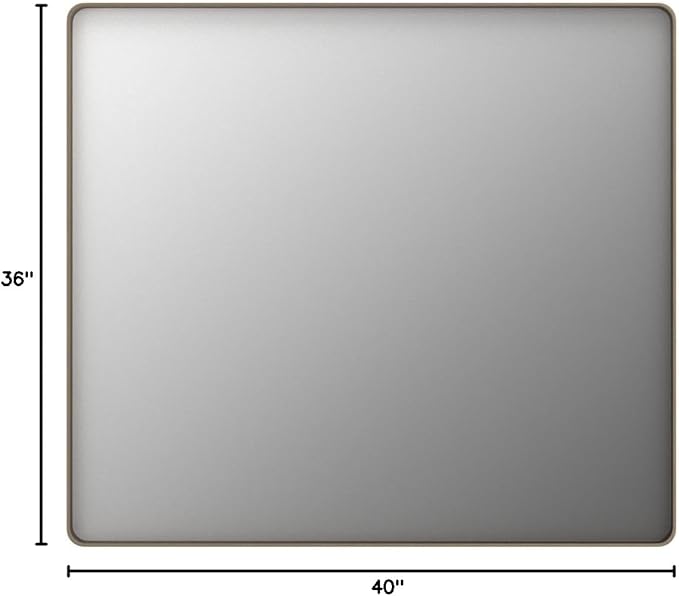 LOAAO 40”X36” Bronze Bathroom Mirrors for Vanity, Rounded Rectangle Brushed Bronze Metal Frame Mirror, Anti-Rust, Tempered Glass, Hangs Horizontally or Vertically
