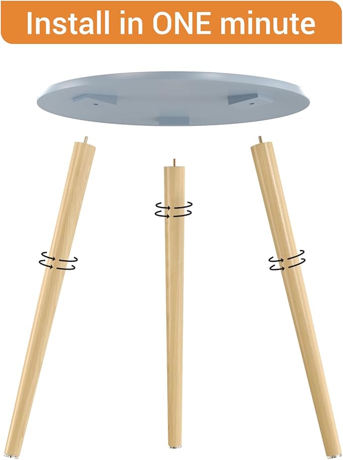 Apicizon Round Side Table, Blue Grey End Table for Small Spaces, Nursery Round Side Table Small Bedside Table Living Room, Bedroom, 16.5 x 20.5 Inches