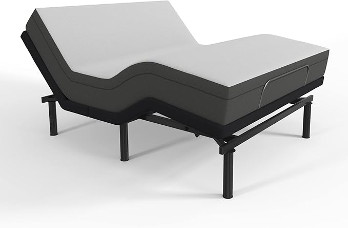 Blissful Nights e3 Full Adjustable Bed Base Frame with 10" Medium Firm Gel Infused Memory Foam Mattress