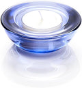 Blue Tealight Candle Holders - Set of 12, Round Chunky Glass Candle Holder, 3" Diameter - CH01 - Water Blue