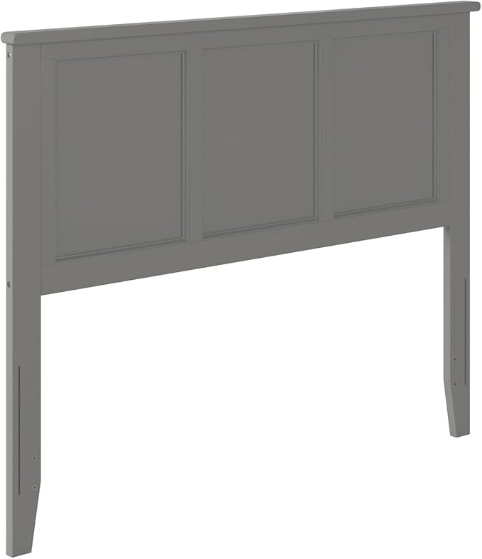 AFI, Madison Full Solid Wood Panel Headboard with Attachable Charger, Grey