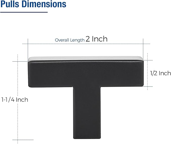 JOY DECOR 4 Pack Cabinet Knobs, Black Cabinet Handles, 2 Inch Kitchen Knobs, Single Hole Drawer Hardware for Dresser Drawers
