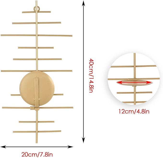 AIM & GGKK Gold Metal Candle Sconce Holder,Hanging Wall Mounted Candle Sconces Holder, Wall Sconces Decor for Bedroom,Bathroom, Dining Room and Office(Set of 2)